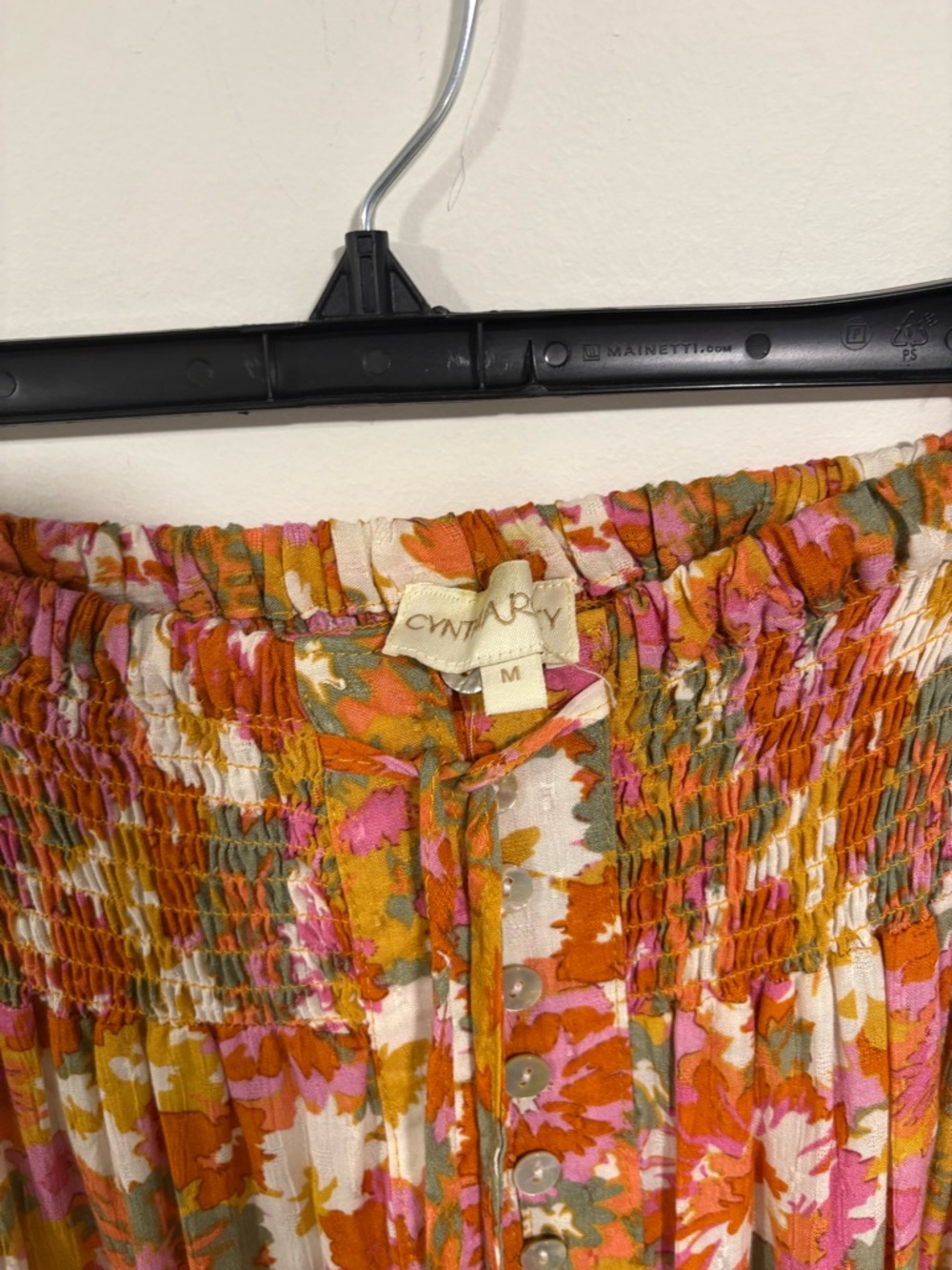 Cynthia Rowley Orange Floral Smocked Maxi Skirt - Picture 2 of 11